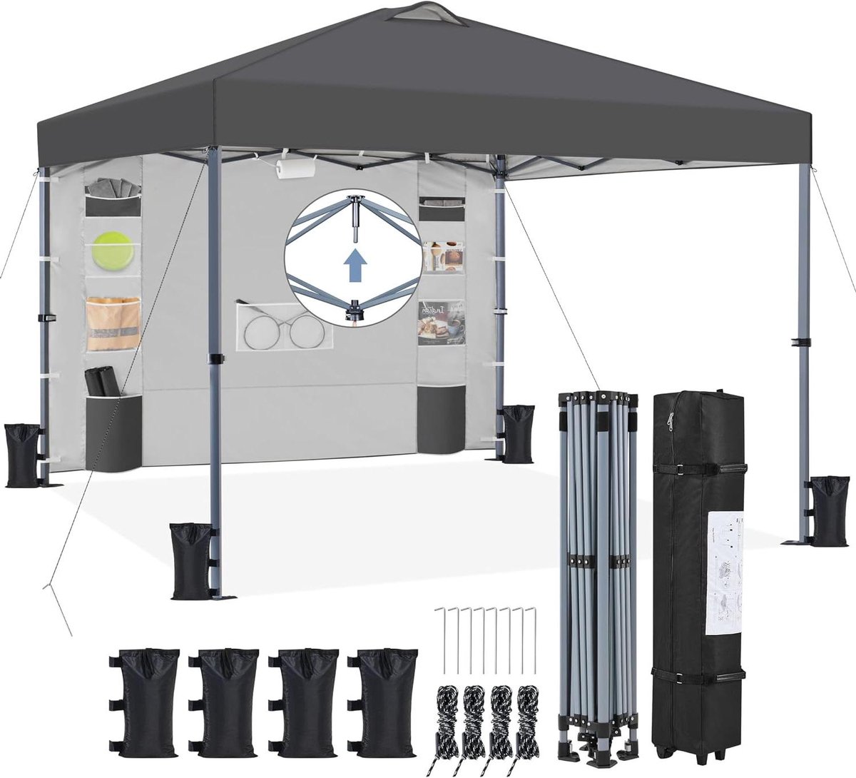 Pop-up paviljoen - Vouwtent Partytent - Feestelijke Bijeenkomsten - Verstelbare Hoogte - 25 x 25 meter - Donkergrijs