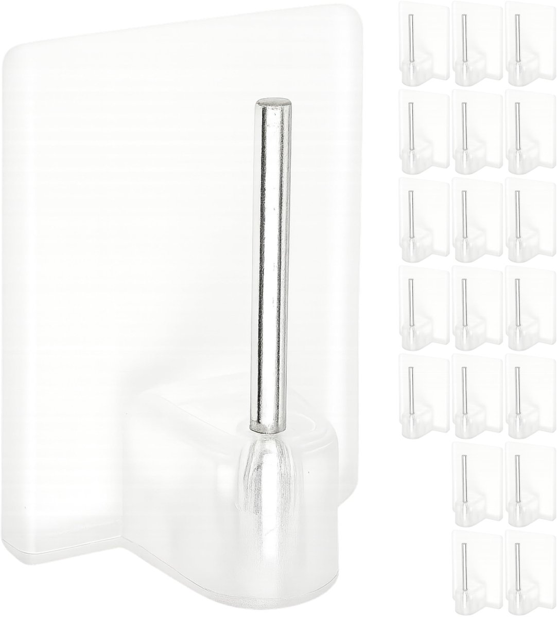 Zelfklevende gordijnhaken, 20 x transparant, Maat 24 x 16.5 mm, Gordijnhaak, Raamhaak, Plakhaken voor gordijnroeden - ShopVlot