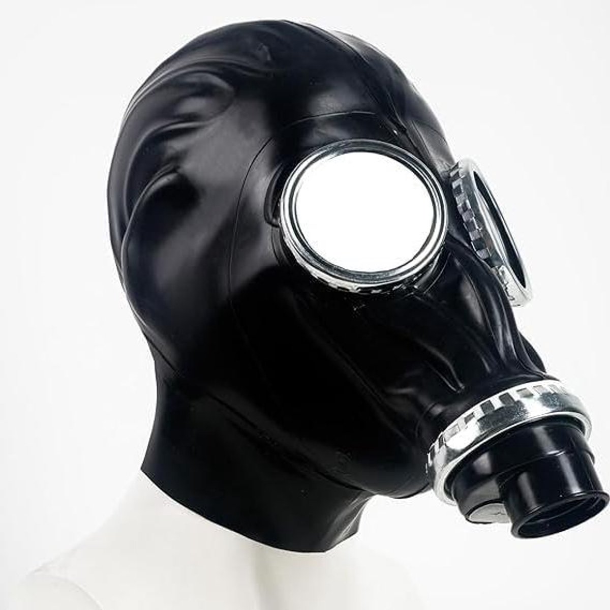 Volledig Gezicht Masker - Latex Hood - Cosplay Feest - Handgemaakte Rits - 0.4mm Dik - Zwart