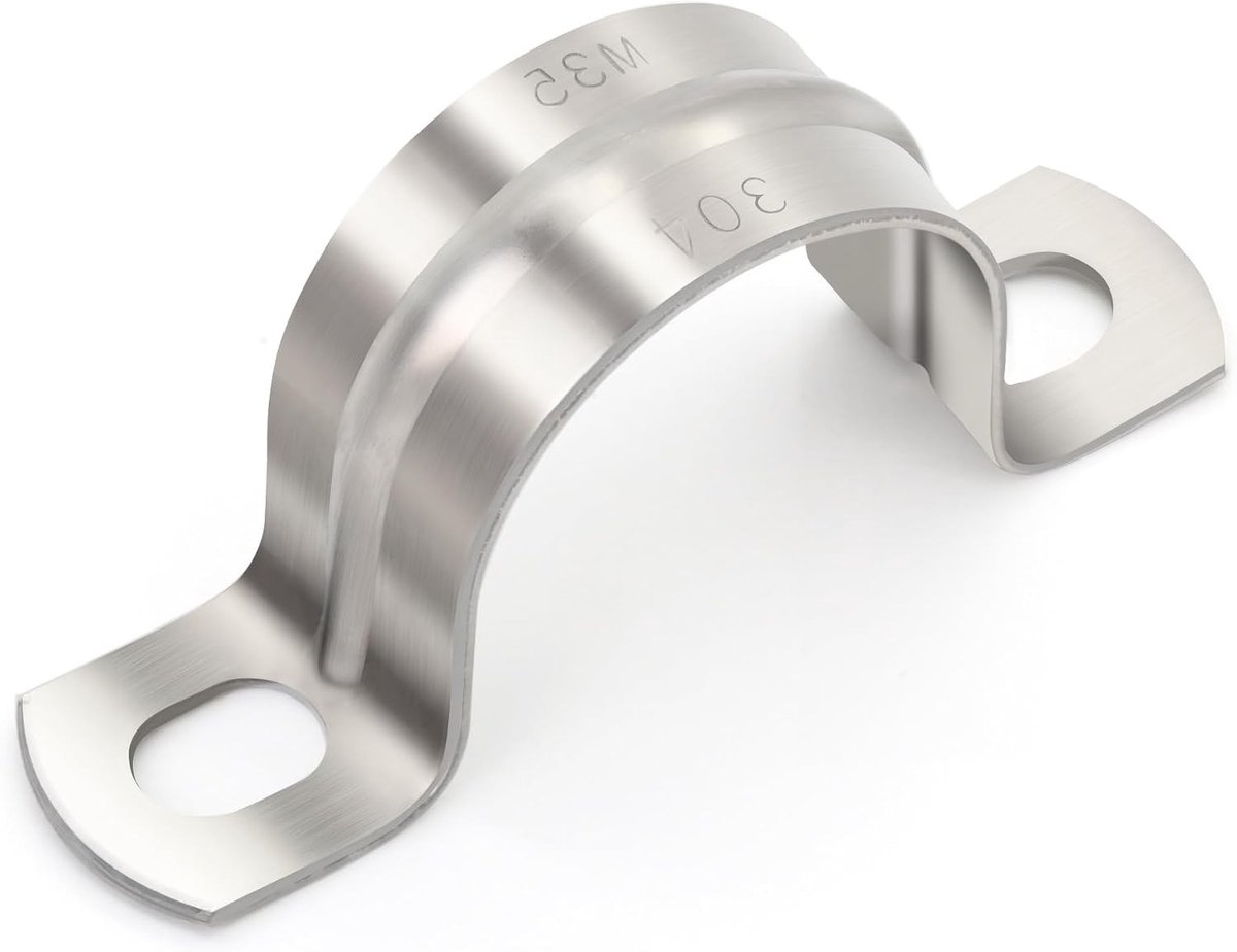 Set van 10 zware buisklemmen Ø 35mm van roestvrij staal, ideaal voor het bevestigen van grote water- en gasleidingen, duurzame metalen slangklemmen voor een stevige grip
