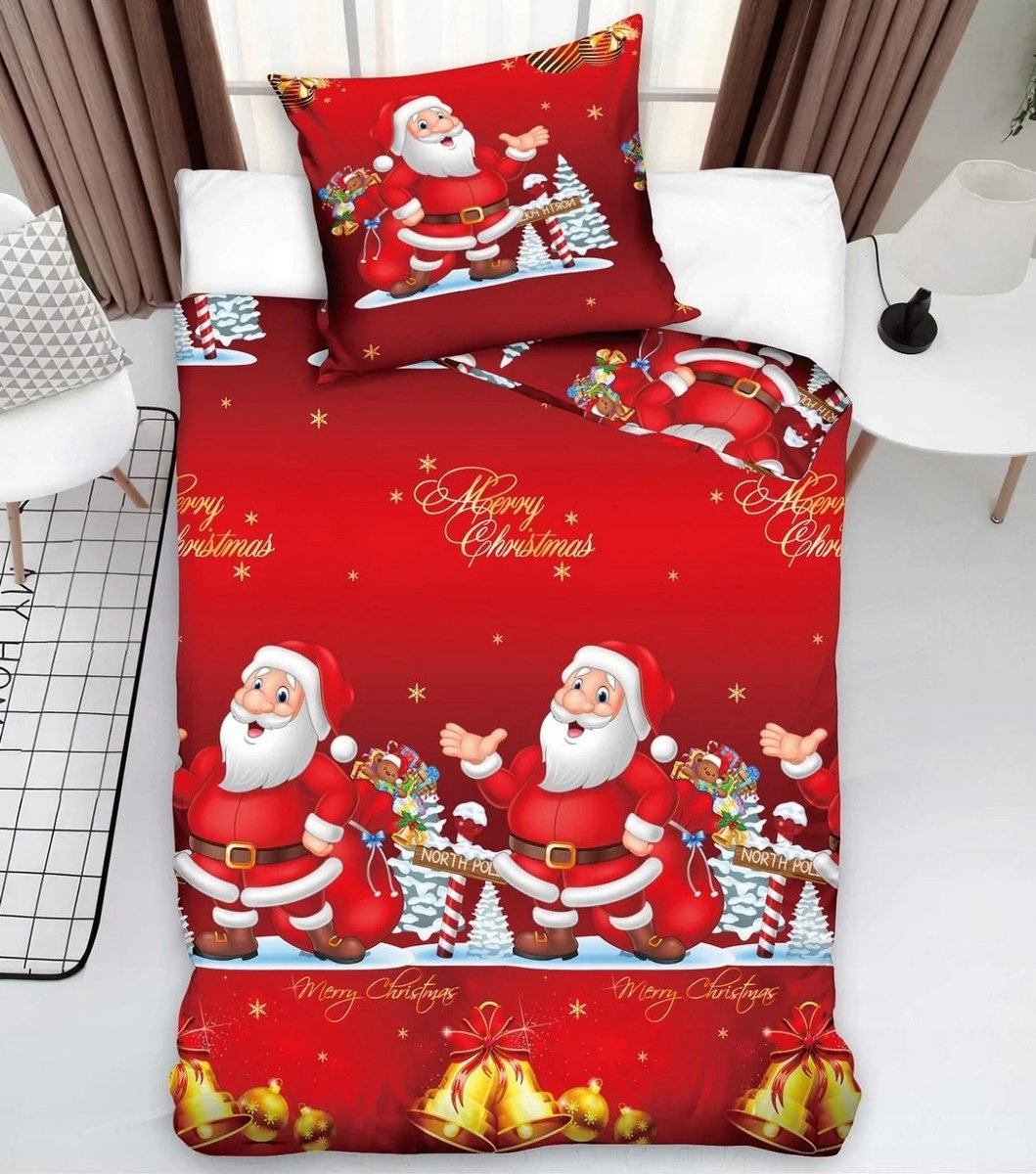 Kerst Dekbedovertrek 3D Katoen Satijn 140x200 cm - 2 Delig