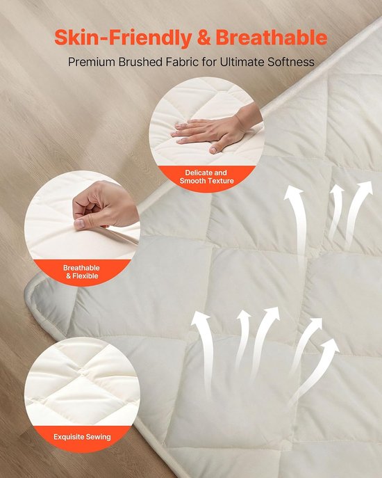 Japanse Tatami Mat - Futon Matras - Comfortabel Slapen - Verdikte 9-laags Ondersteuning - 203 x 99 cm - Wit — afbeelding 3
