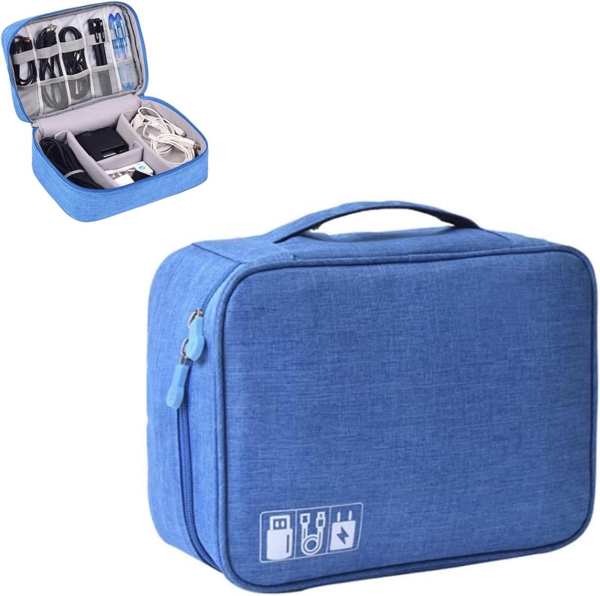 Kabel Organizer - Accessoires Tas - Elektronica Opbergen - Waterdicht Nylon - 245 x 18 x 10 cm - Blauw