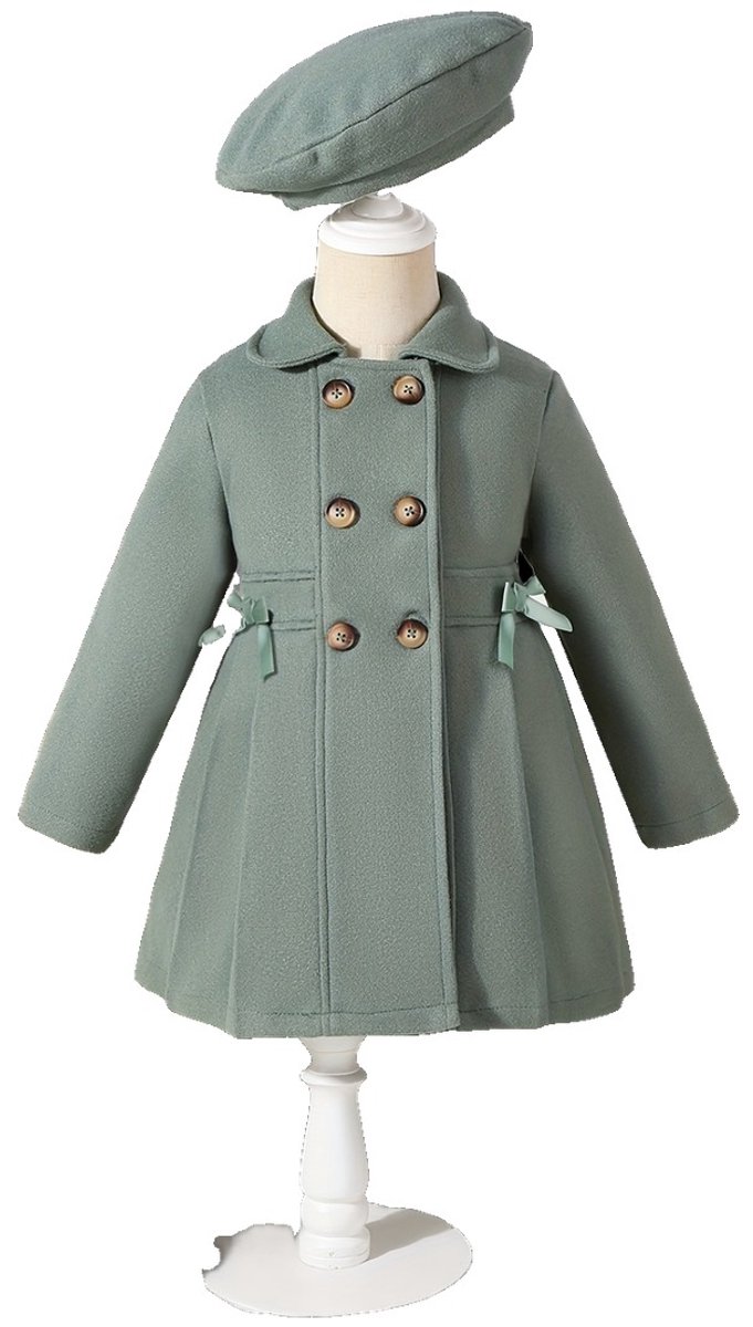 Currero Mantel Meisjes Tussenmantel Meisje Winter Jas Mantelpakje Trenchcoat Overjas Overcoat Winterjas 4 Jaar Groen