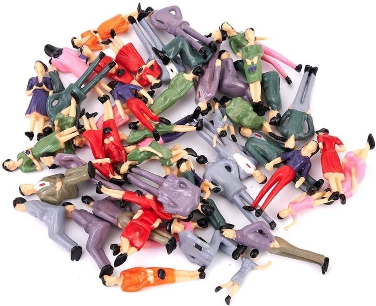 Realistische 1:32 Schaal Figuren - 50 Stuks Plastic Mensen Modellen voor Treinbaan en Diorama Decoratie