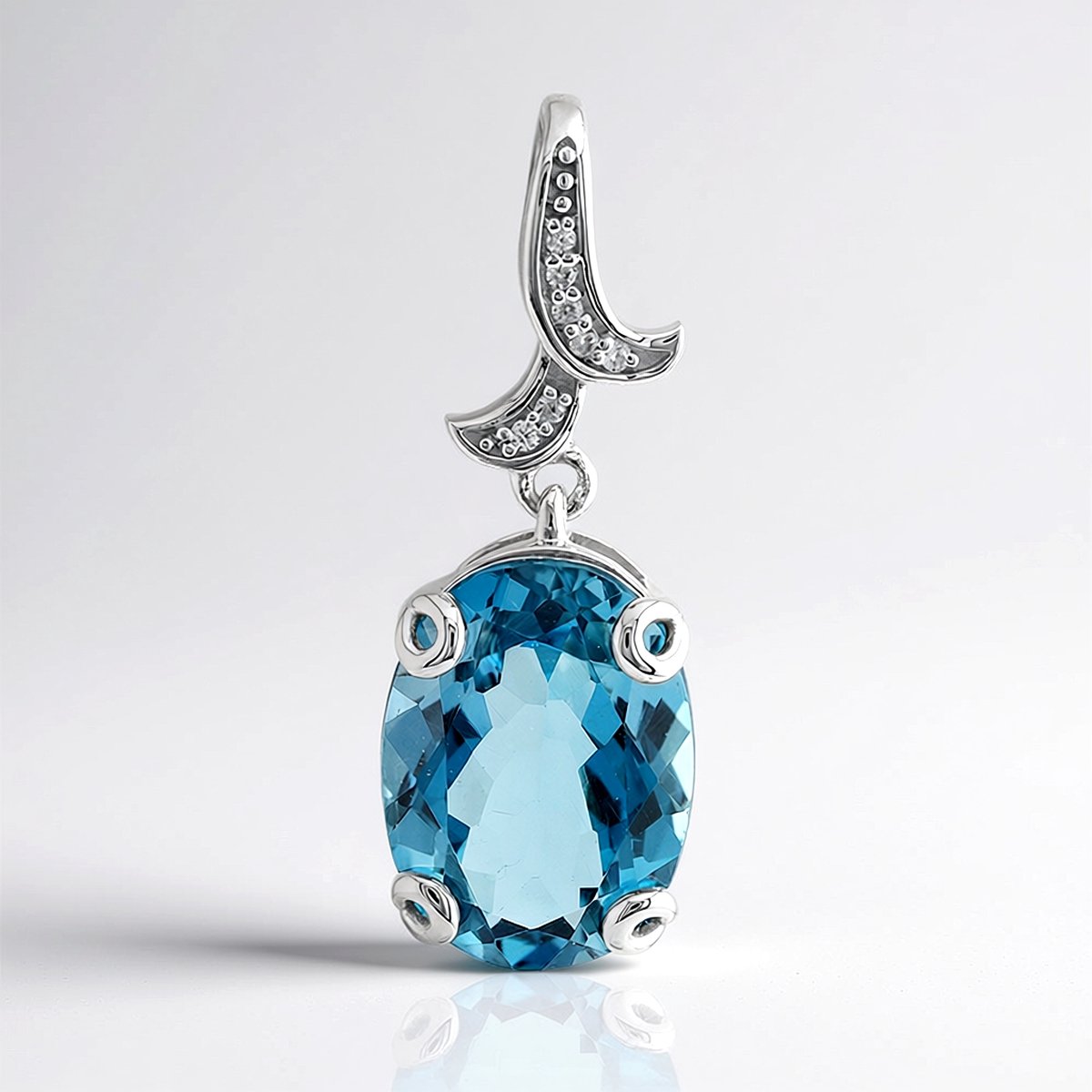 Cavill - Elegante Hanger 925 Sterling Zilver met Palladium - 6,13 ct Londen Blauwe Opaal - Briljant Zirkonia - Dames Sieraad