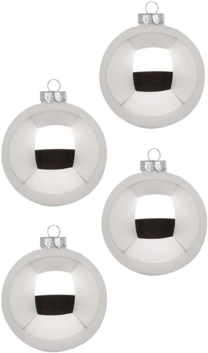Kerstballen Set - Decoratie Ballen - Kerstboom Versieren - Echt Glas - 12 Stuks 8 cm - Zilver Glanzend