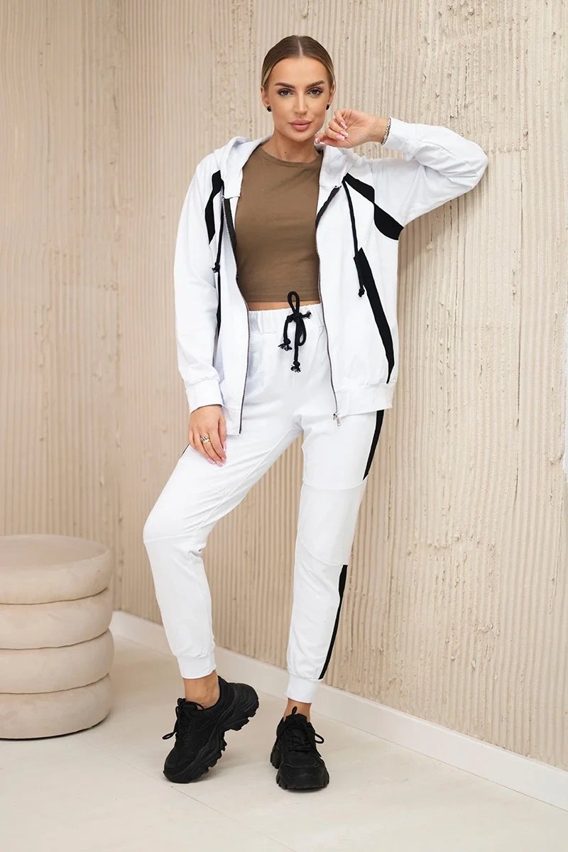 Dames Lounge Set Wite - Trainingspak Dames - Loungewear Set - Huispak Dames - Tweedelige Set - Maat M