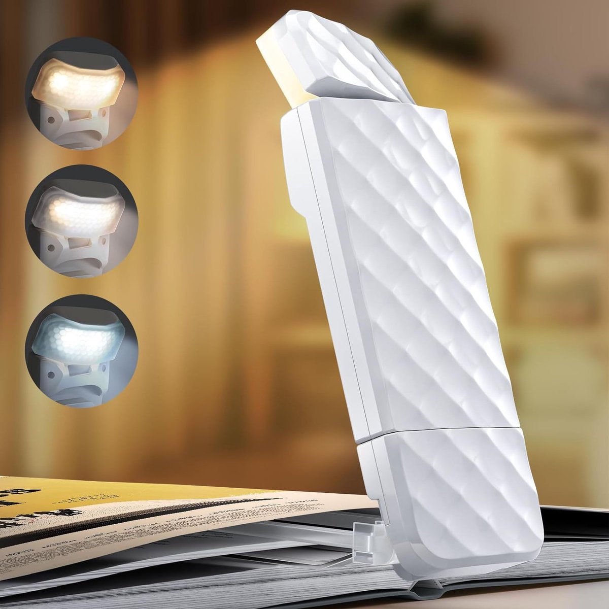 KZQ Boeklamp clip - Oplaadbare leeslamp met 3 kleurtemperaturen en dimfunctie - Voor boekenliefhebbers, nachtlezen, reizen - Warm amber, USB-C