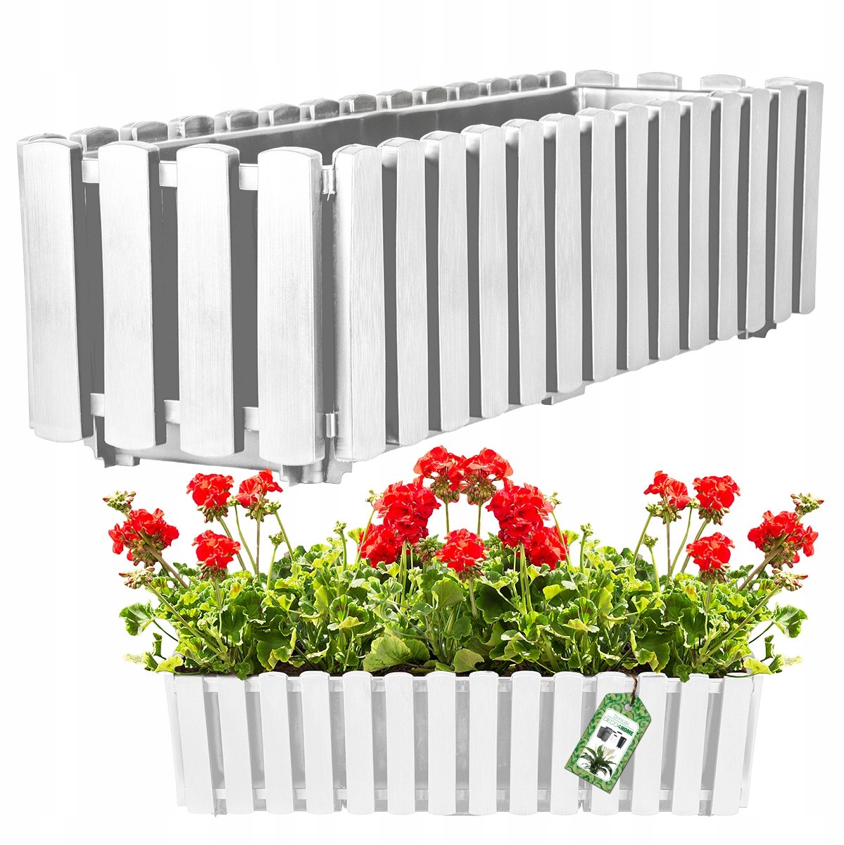 Decoratieve Balkonbak 58cm - Wit Houtlook - Vorstbestendig