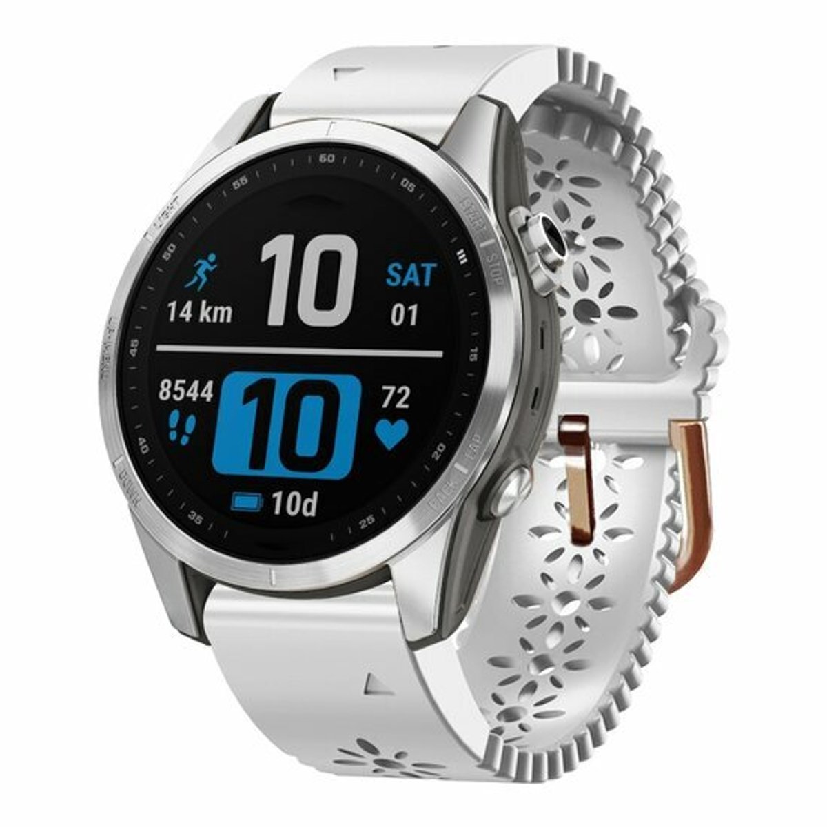 By Qubix - Geschikt voor Garmin bandje - 20mm Quickfit - Flower siliconen bandje - Wit - Geschikt voor Garmin Fenix 9 / 9 pro - 43mm