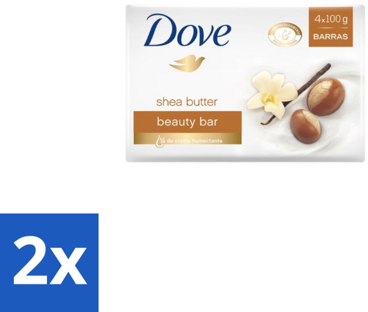 2 x Dove – Zeep – Sheabutter – 4 x 90 g - Zeep Sheabutter - Huid Verzorging - Zachte Huid - Droge Huid - Mild Reinigen