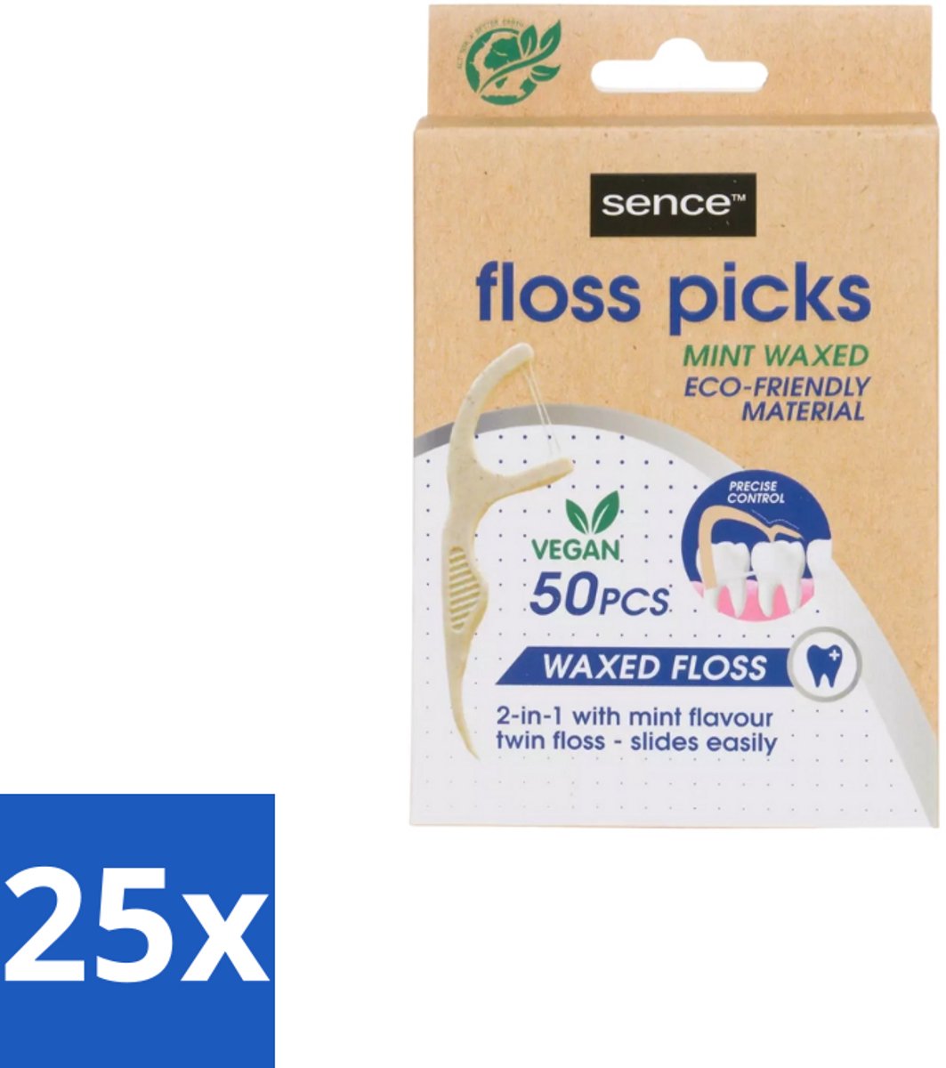 25 x Sence – Flosser – Fresh 2-in-1 Bamboo – 50 Flossers - Mondhygiëne - Flosser - Tandenstoker - Flosdraad - Tandplak