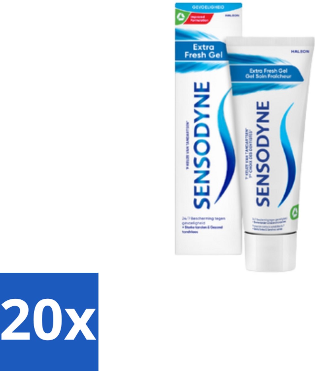 20 x Sensodyne Tandpasta Extra Fresh Gel 75 ml - Gevoelige Tanden - Tandgevoeligheid - Fris Mondgevoel - Tandpasta - Fluoride
