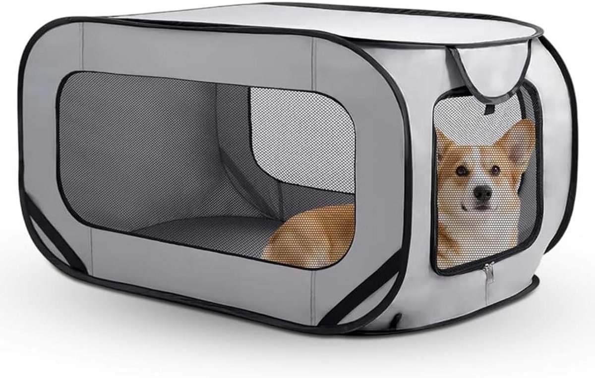 Honden Transportbox - Reismand Kat - Veilig Vervoer - Opvouwbaar Lichtgewicht - 94 x 53 x 53 cm - Grijs