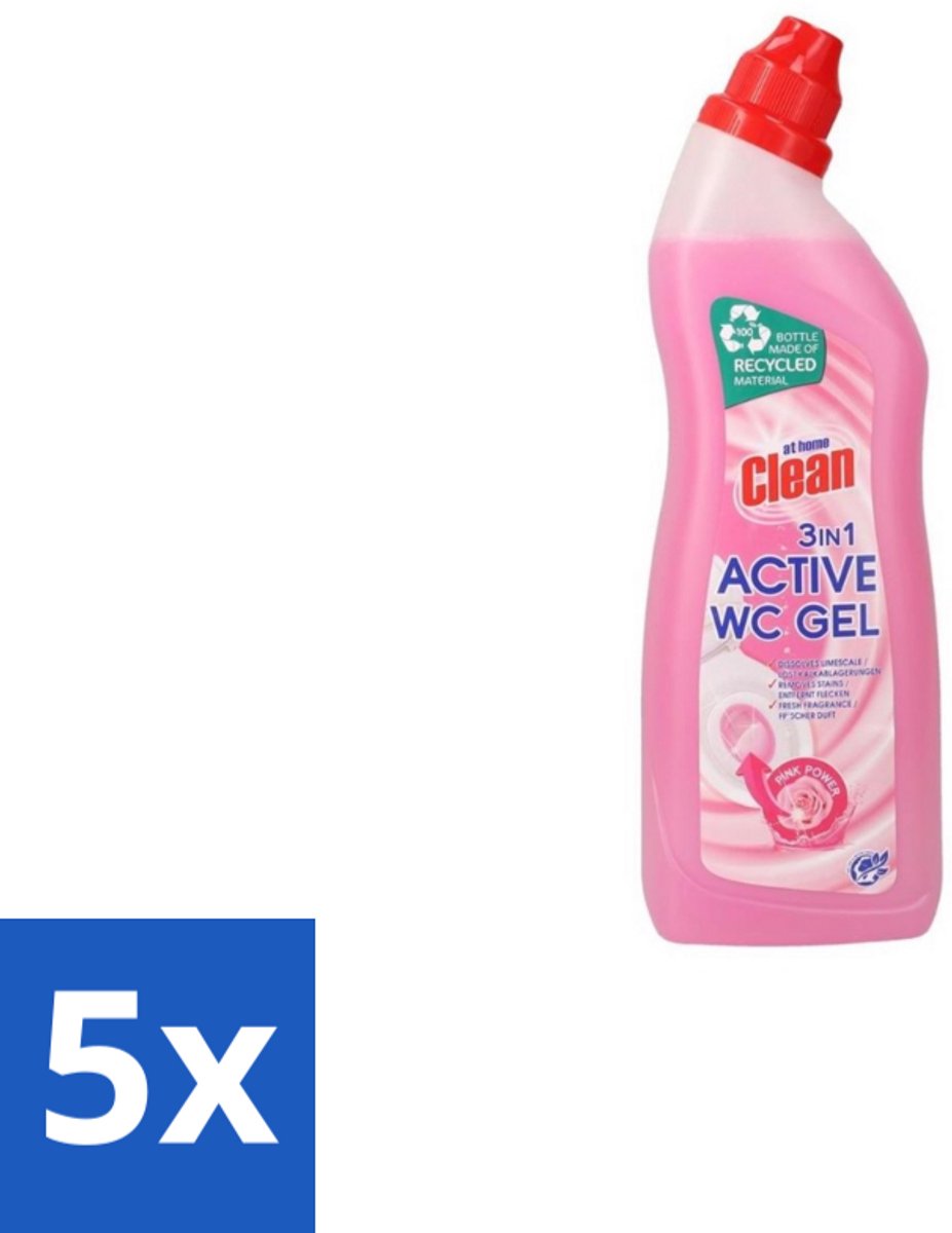 5 x At Home Clean – Toiletreiniger – 3-in-1 Formule – 750 ml - Toiletreiniger - Reinigen - Ontkalken - Frisheid - Hygiëne
