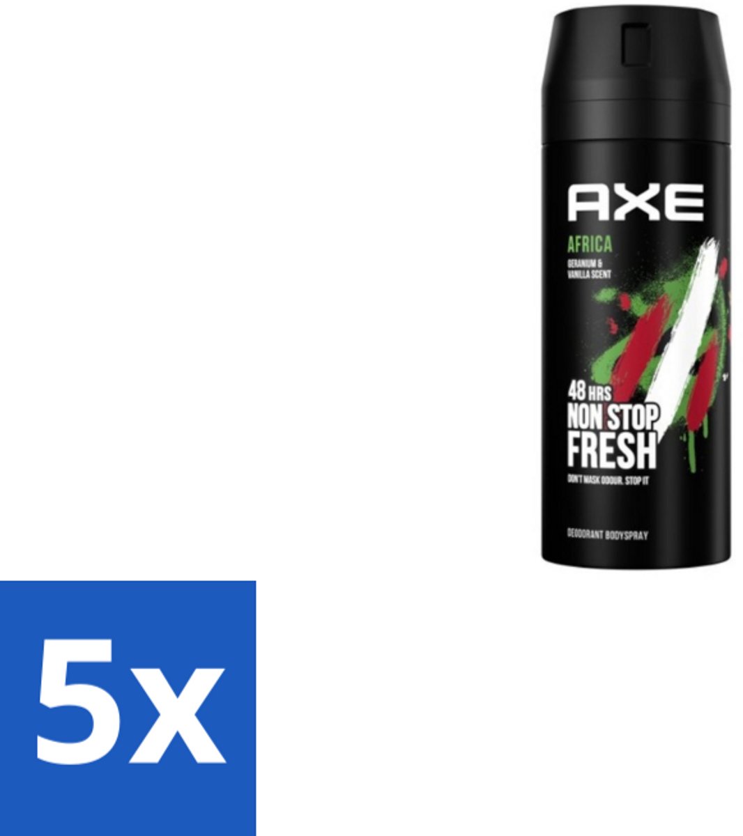 5 x Axe Deodorant Bodyspray Africa 150 ml - Axe Africa Deodorant Spray - Deodorant Spray Africa - Axe Deodorant - Deodorant Spray - Transpiratiegeur