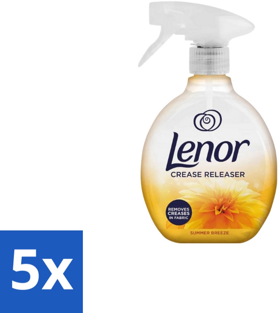 5 x Lenor – Crease Releaser Spray – Summer Breeze – Kreukverwijderaar & Textielverfrisser – 500 ml - Kreukverwijderaar - Textielverfrisser - Kleding Creëren - Katoen - Linnen