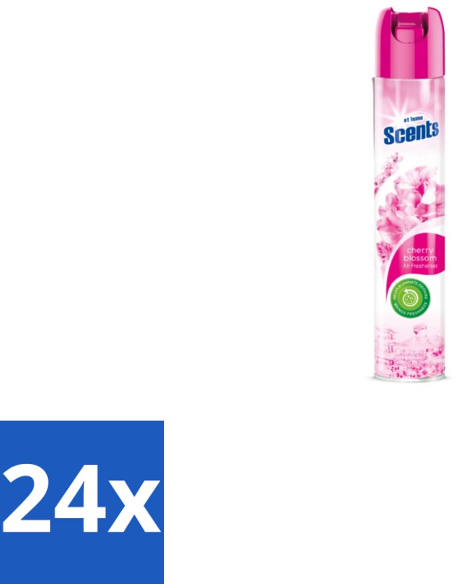 24 x At Home – Luchtverfrisser Spray – Cherry Blossom – Fris Bloemig - 400 ml - Luchtverfrisser - Kersenbloesemgeur - Frisse Geur - Geurneutraliseren - Luchtverfrisser Cherry Blossom