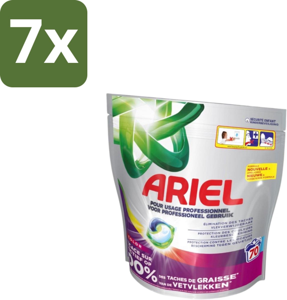 Ariel – Wasmiddel Pods – All-in-1 Color – Kleurbehoud – 70 wasbeurten - Bulkverpakking - 7 stuks