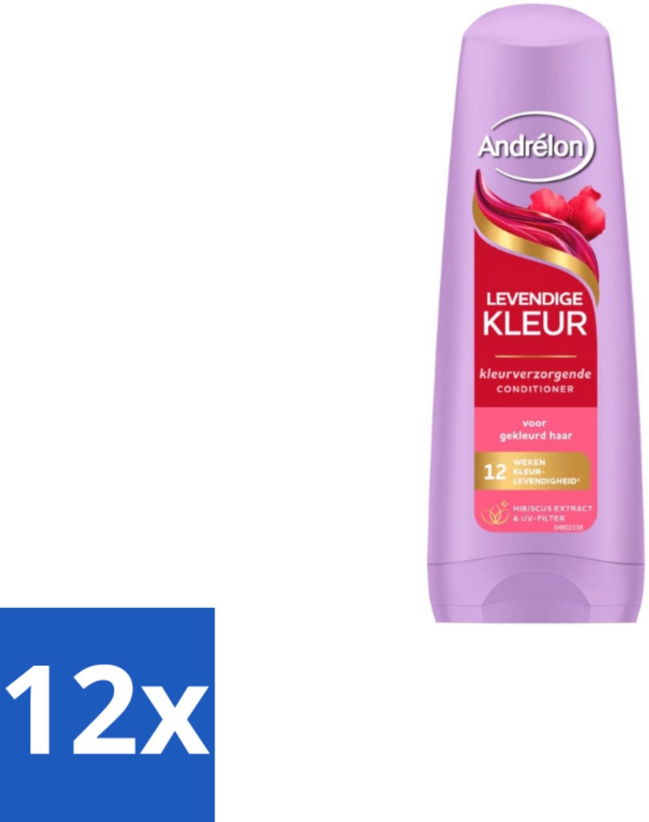 12 x Andrélon Conditioner Levendige Kleur 200 ml - Kleurvervanging - Haarkleur Beschermen - UV-filter - Hibiscus-extract - Levendige Kleur