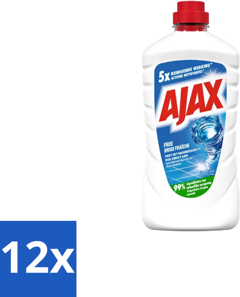 12 x Ajax – Allesreiniger – Fris – 1000 ml - Allesreiniger - Frisheid - Reinigen - Schoonmaken - Vet Verwijderen