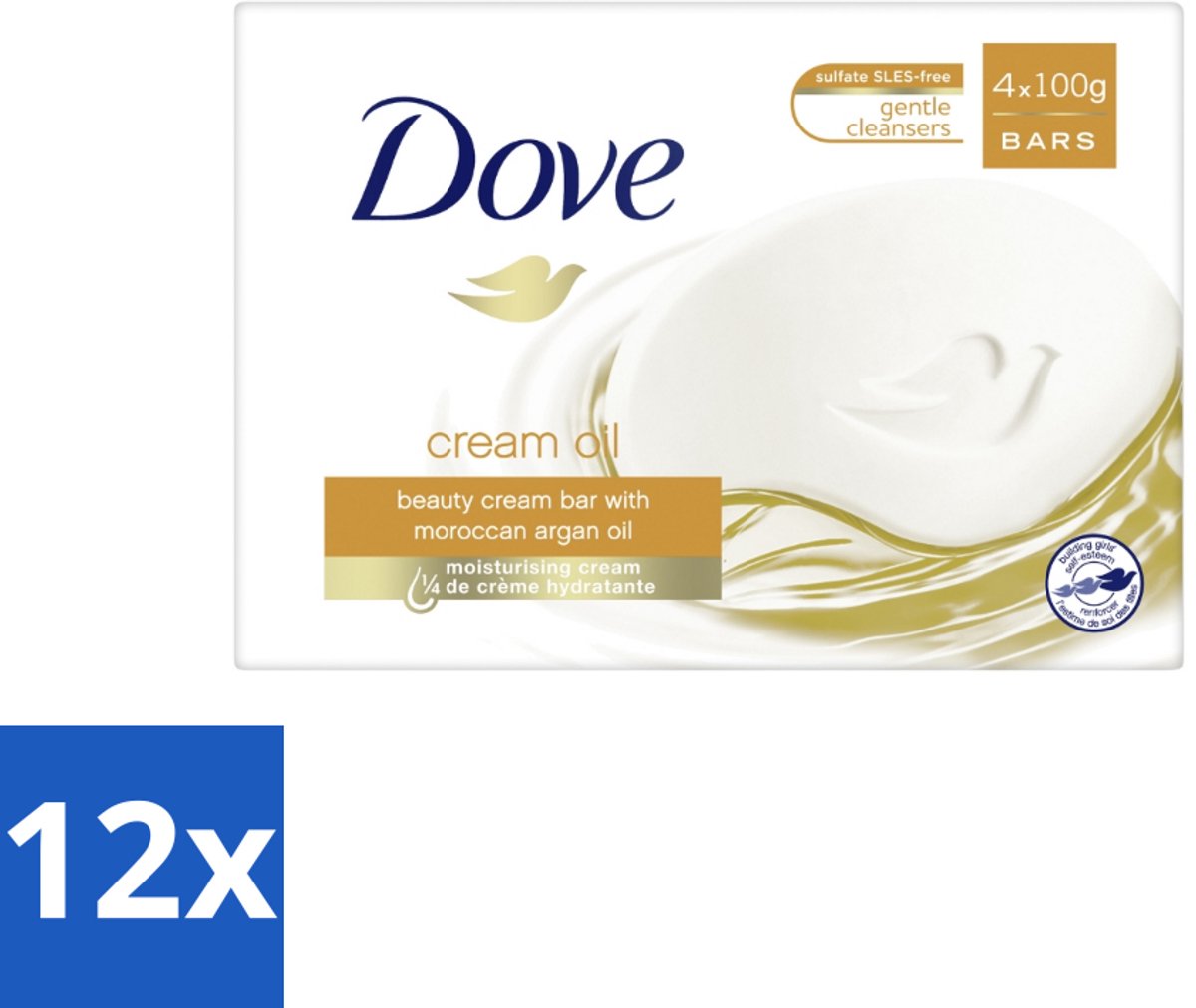 12 x Dove – Zeep – Cream Oil Soap Bar – 4 x 100 g - Zeep - Huid Verzorging - Arganolie - Droge Huid - Hydratatie