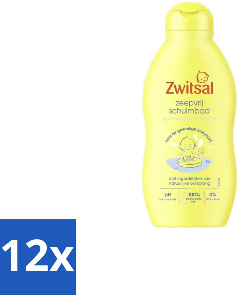 12 x Zwitsal – Schuimbad – Zeepvrij – 200 ml - Babybad - Zeepvrij Schuimbad - Babyhuid Verzorging - Zachte Bad - Huidbescherming