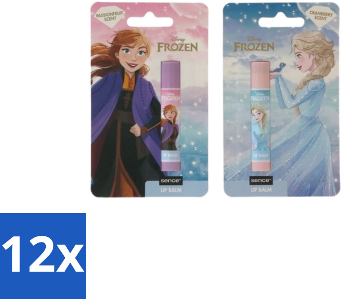 12 x Disney Frozen – Lippenbalsem – Blueberry & Passionfruit – Verzorgend - Disney Frozen Lippenbalsem - Lippenbalsem Elsa - Lippenbalsem Anna - Lippenbalsem Voor Kinderen - Lippenbalsem Voor Jongeren