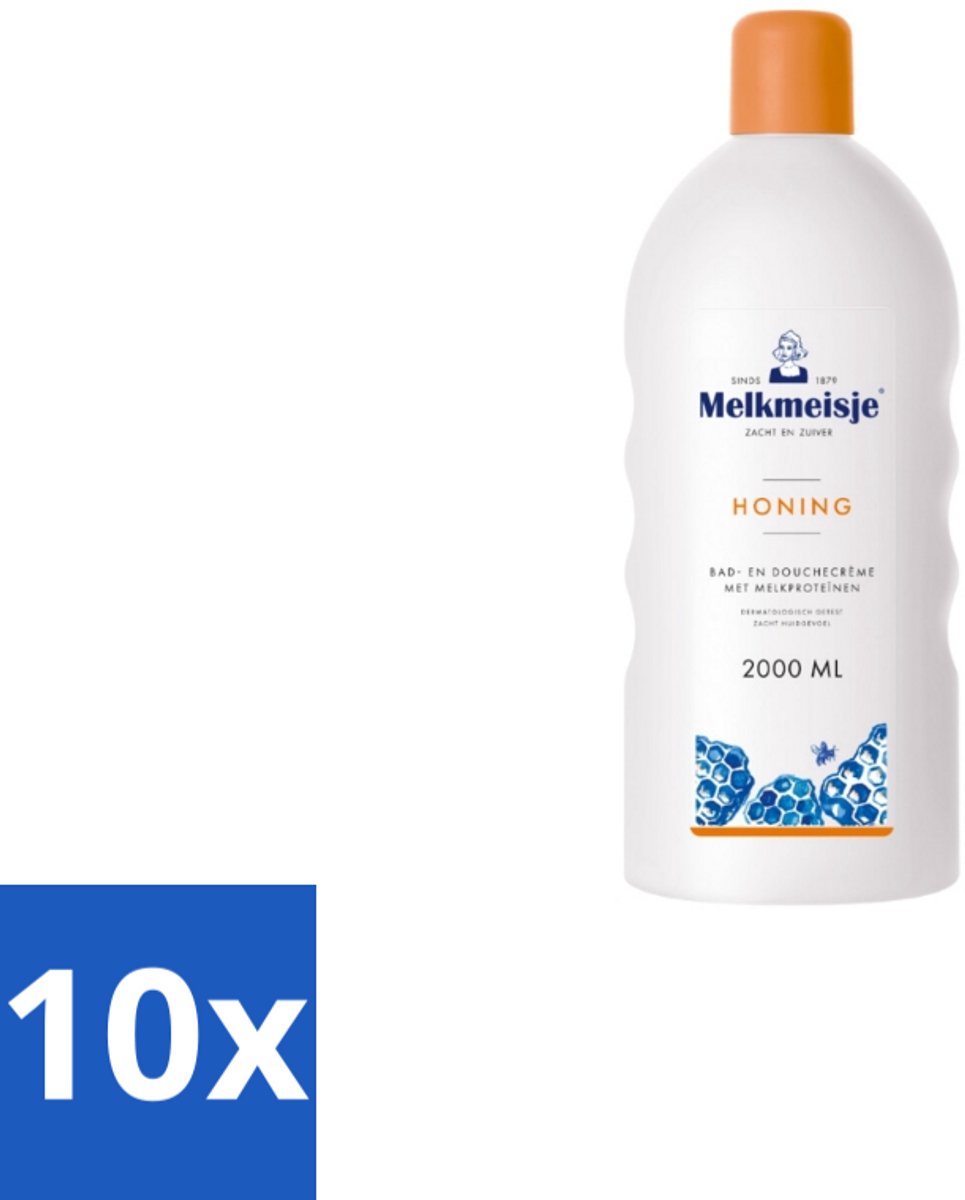 Melkmeisje Bad en Douche Crème Honing 2000 ml - Bulkverpakking - 10 stuks