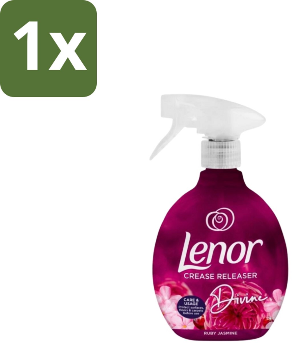 1 x Lenor – Crease Releaser Spray – Divine Ruby Jasmine – Kreukverwijderaar & Textielverfrisser – 500 ml - Kreukverwijderaar - Textielverfrisser - Crease Releaser - Kleding Opfrissen - Strijkijzer Vervangen