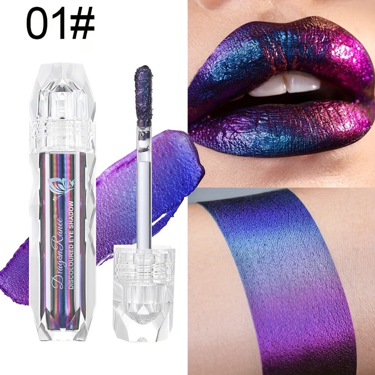 Kleurveranderende Lipgloss 01 Blue Purple Chameleon – Metallic Lip Glaze met Glanzend Effect