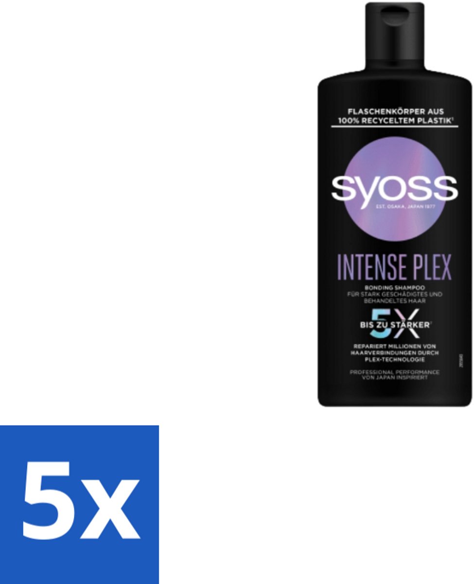 5 x Syoss – Shampoo – Intense Plex – 440 ml - Shampoo Voor Beschadigd Haar - Herstel Shampoo - Keratine Shampoo - Intensieve Herstel Shampoo - Haarversterkend Shampoo