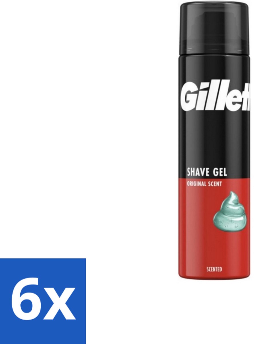 6 x Gillette – Scheergel – Classic – 200 ml - Scheergel - Gevoelige Huid - Scheren - Scherpen - Comfort