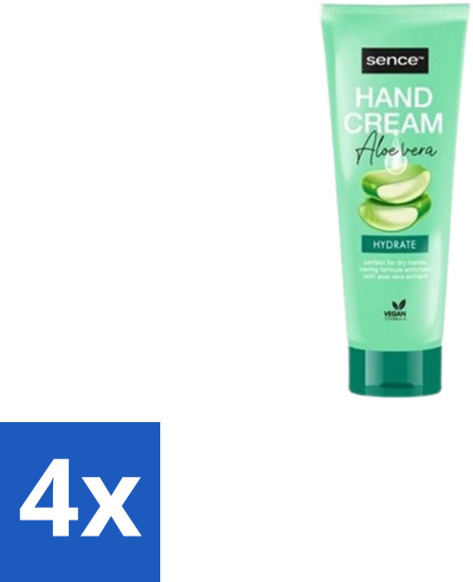 4 x Sence Beauty – Handcrème – Aloë Vera – 75 ml - Handcrème Aloë Vera - Handverzorging - Droge Handen - Schrale Handen - Hydraterende Handcrème