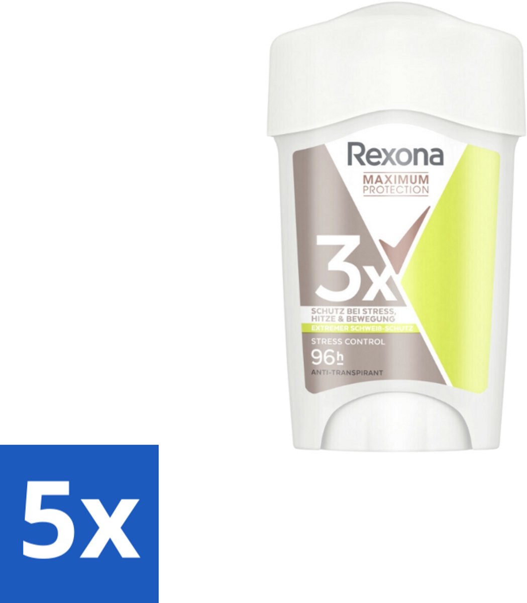 Rexona Deodorant Stick Cream Maximum Protection Stress Control 45 ml - Bulkverpakking - 5 stuks