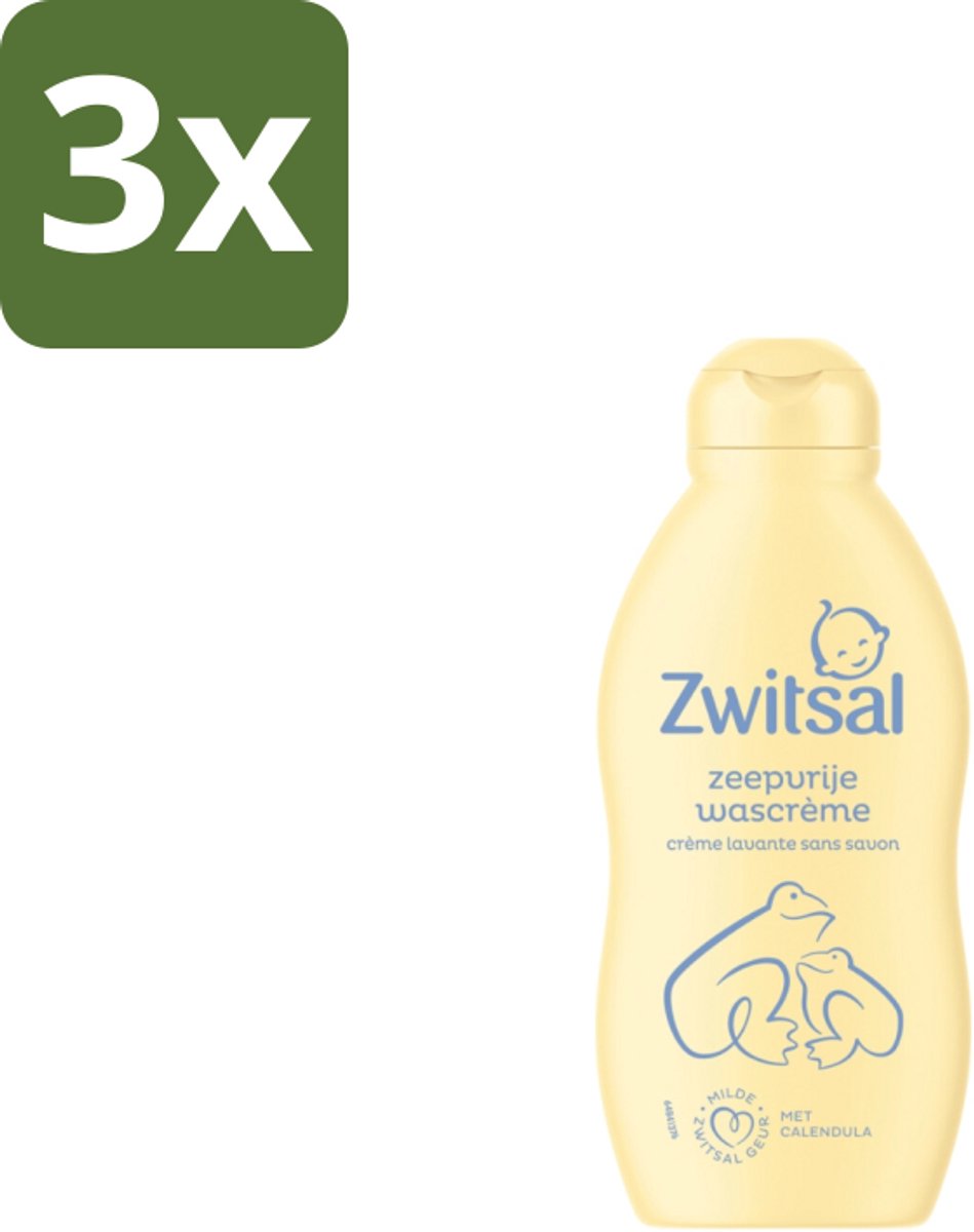 3 x Zwitsal – Wascrème – Zeepvrij – 200 ml - Babyhuid Verzorging - Zeepvrij Wascrème - Baby Wascrème - Gevoelige Huid - Anti-prik