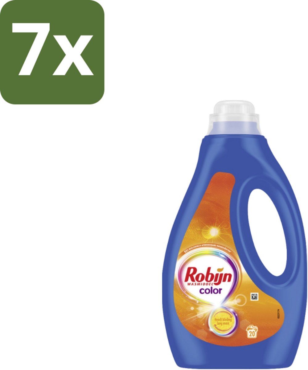 7 x Robijn – Vloeibaar Wasmiddel – Color – 20 wasbeurten - Kleurbehoud - Wasmiddel - Color Serum - Frisse Geur - Wasmiddel Voor Gekleurde Was