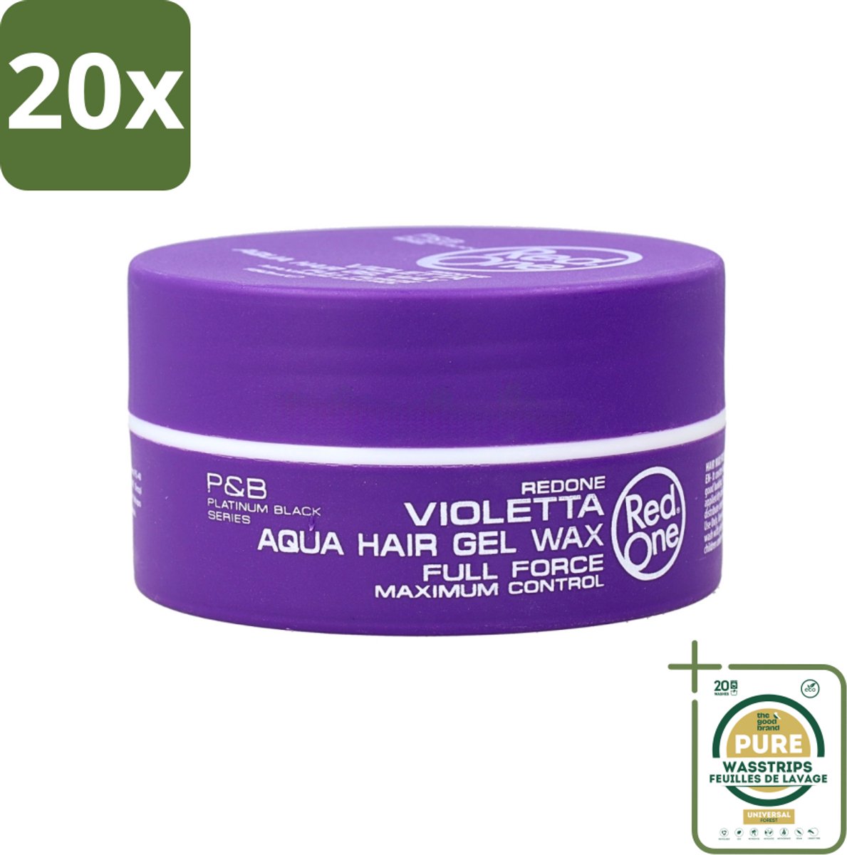 20 x Red One - Haarwax - Quicksilver - Aqua Hair Gel Wax - Voor Sterke Hold & Glans - 150 ml - Grootverpakking - Haarwax - Haartypen - Styling Wax - Haartypen - Haartypen