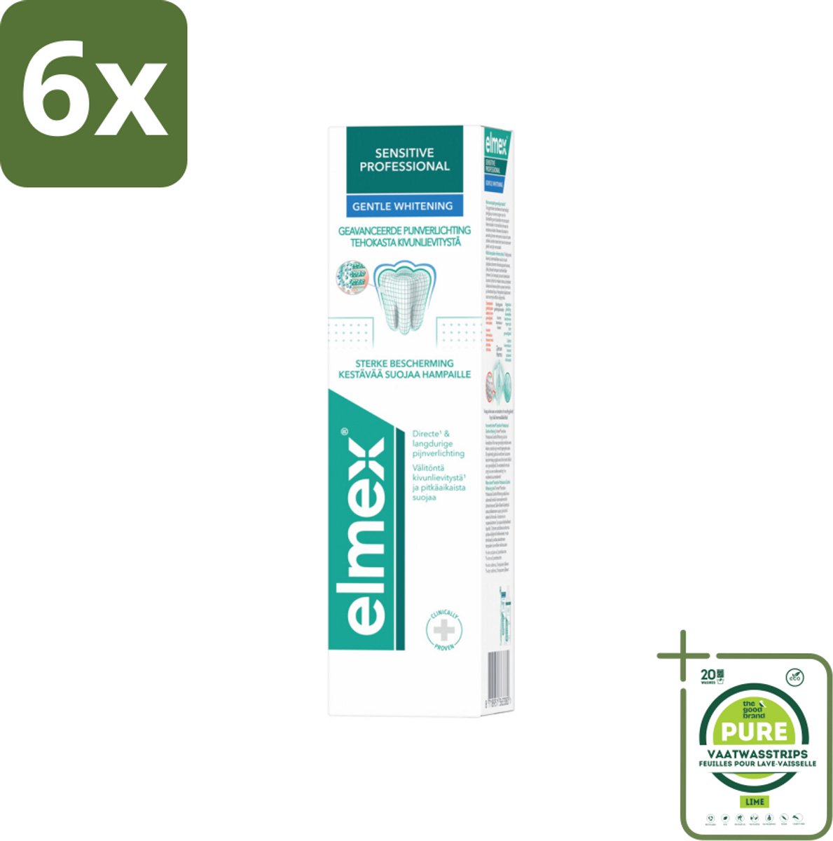 Elmex Tandpasta Sensitive Professional Gentle Whitening 75 ml - Voordeelverpakking - 6 stuks - Gevoelige tanden - Tandpasta whitening