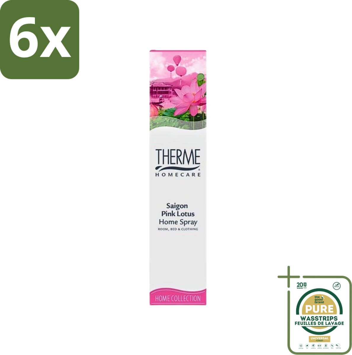 Therme - Interieurspray - Saigon Pink Lotus - Oosterse Romantiek in Huis - 60 ml - Voordeelverpakking - 6 stuks - Oosterse geur - Geurige spray