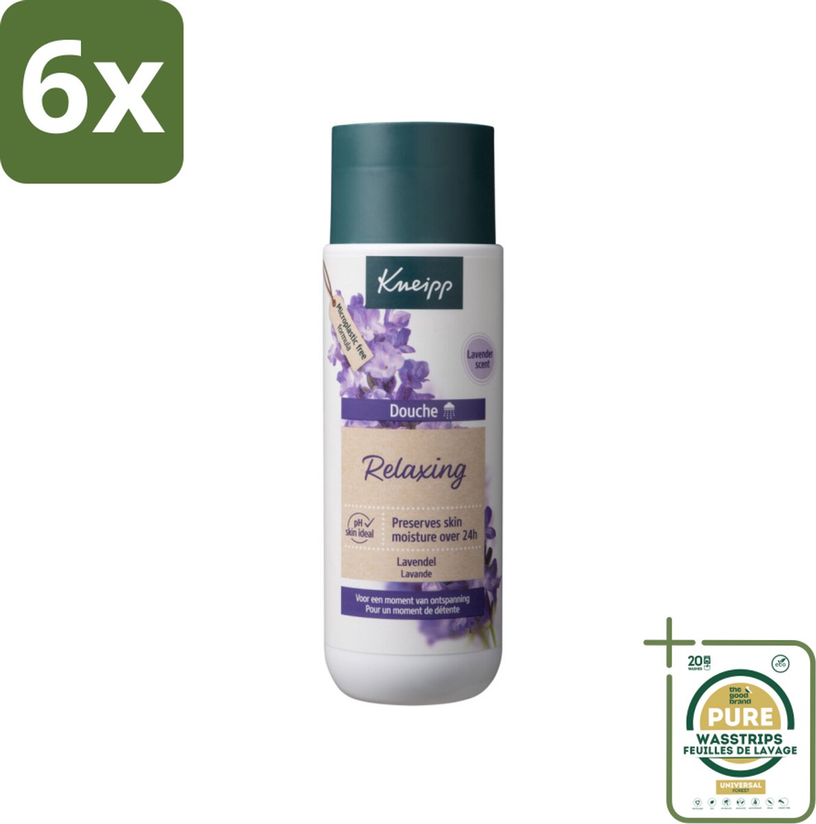 Kneipp Douche Relaxing 200 ml - Voordeelverpakking - 6 stuks - Lavendel - Stress verlichten