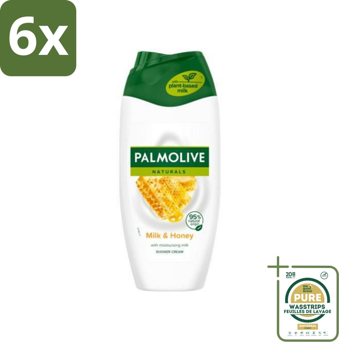 Palmolive Naturals - Douchecrème - Honing & Melk - Hydraterende Melk - 250 ml - Voordeelverpakking - 6 stuks - Honing - Hydraterende douchegel