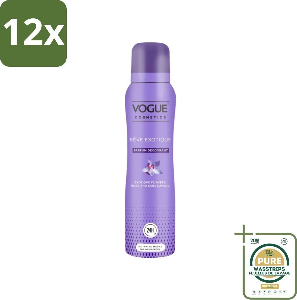 Vogue Reve Exotique Parfum Deodorant 150 ml - Voordeelverpakking - 12 stuks - Geurige deodorant - Luxe deodorant