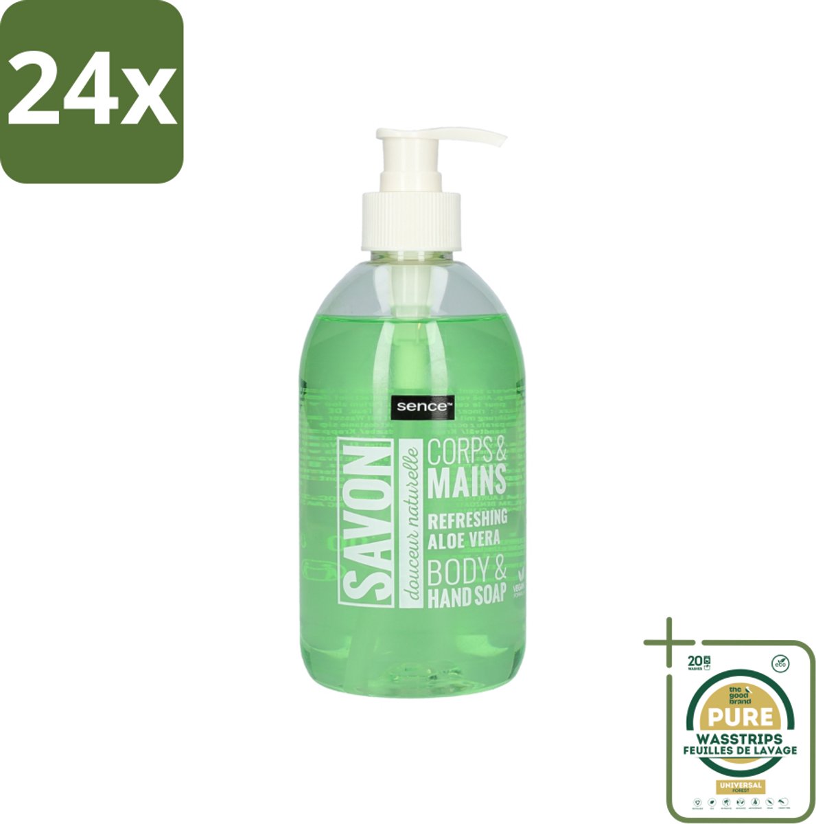 Sence - Refreshing Aloe Vera - Handzeep - Savon - 500 ml - Voordeelverpakking - 24 stuks - Hydraterende Handzeep - Frisse Handen