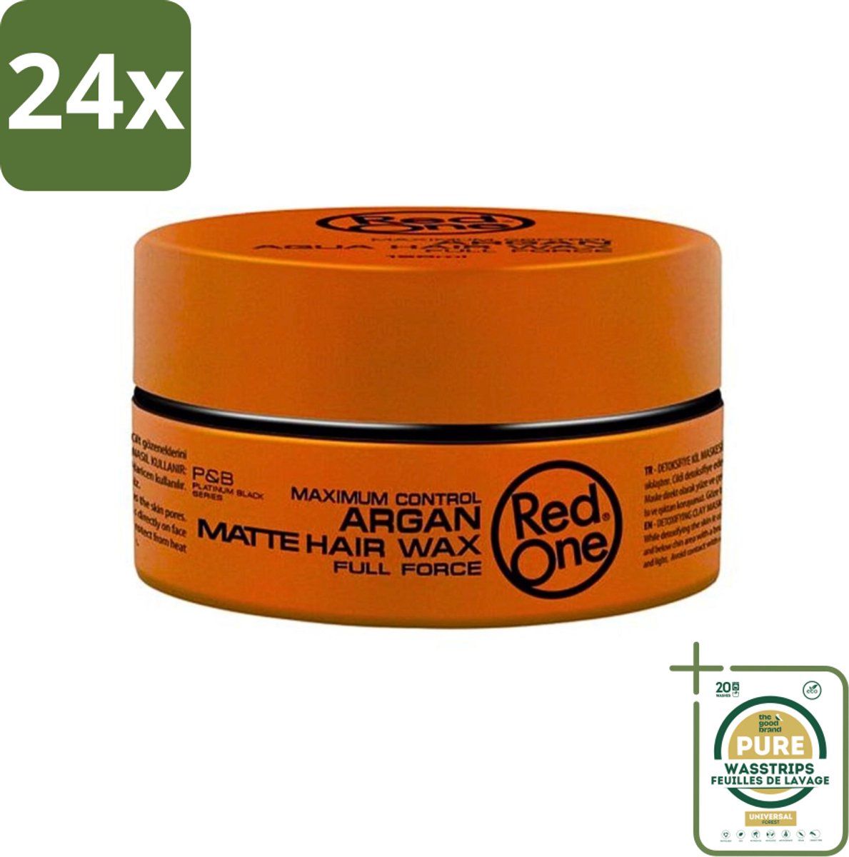 Red One - Haarwax - Argan Matte - Verzorgende Styling - Voor Intensieve Verzorging & Matte Look - 150 ml - Voordeelverpakking - 24 stuks - Matte haar - Verzorgend haar
