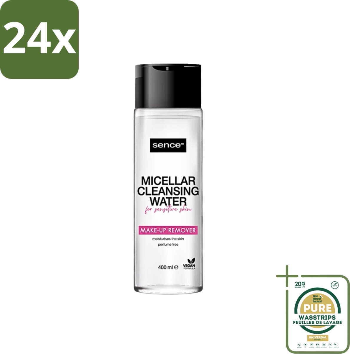 Sence - Gevoelige Huid - Micellair Water - Make-up Remover - 400 ml - Voordeelverpakking - 24 stuks - Micellair water - Hypoallergen