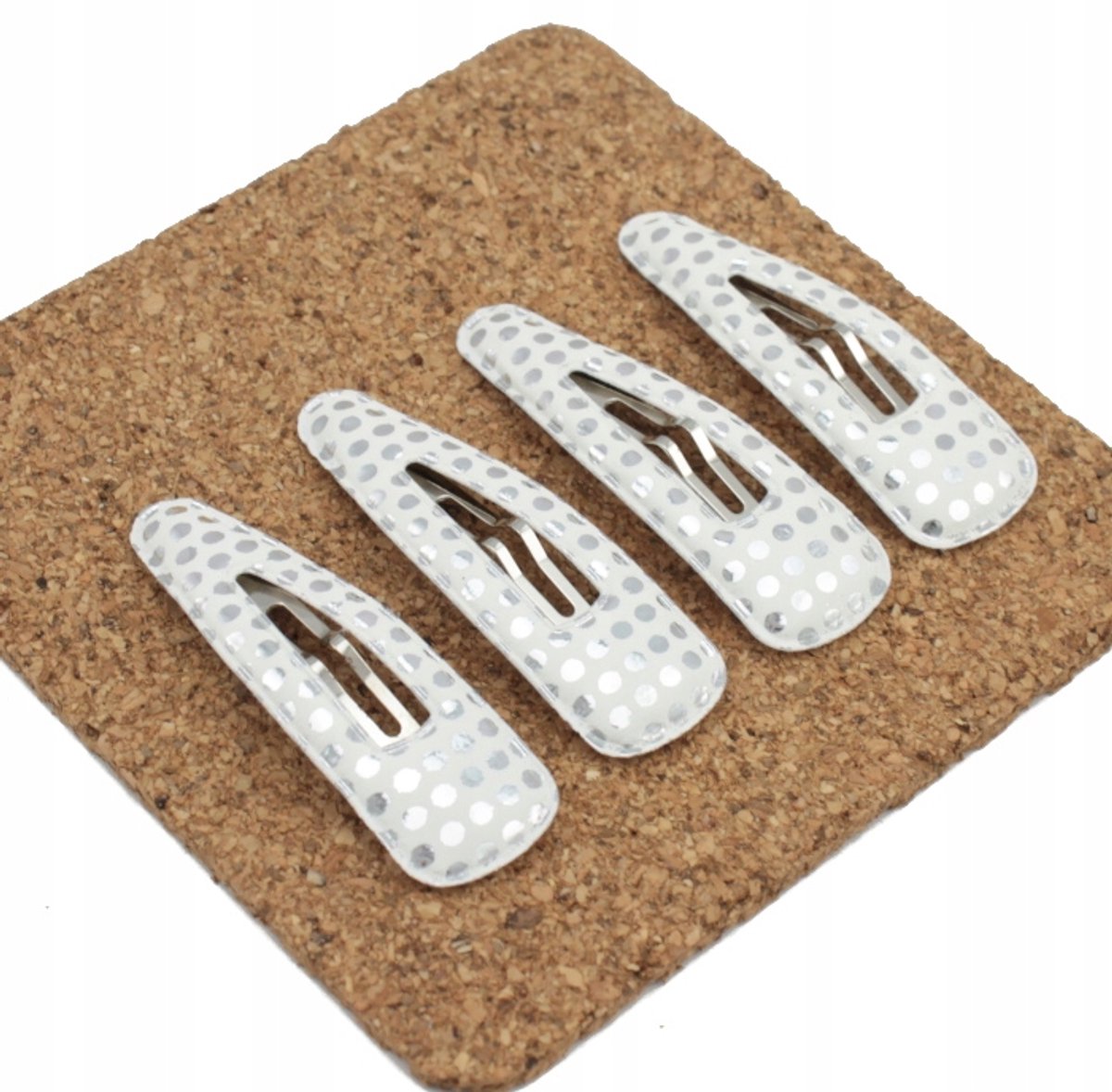 Haarspeldjes met zilveren stippen 4 stuks - 5 cm