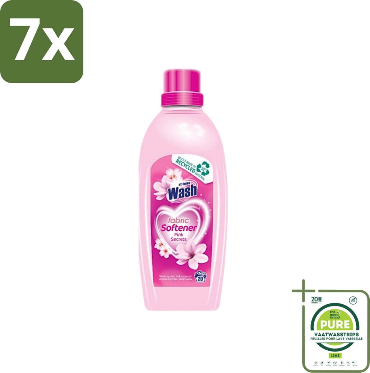 7 x At Home - Wash - Wasverzachter - Pink Secrets - 20 Wasbeurten - Grootverpakking - Wasverzachter - Wasverzachter Pink Secrets - Wasverzachter Voor Kleding - Wasverzachter Voor Alle Stoffen - Wasverzachter Voor Katoen