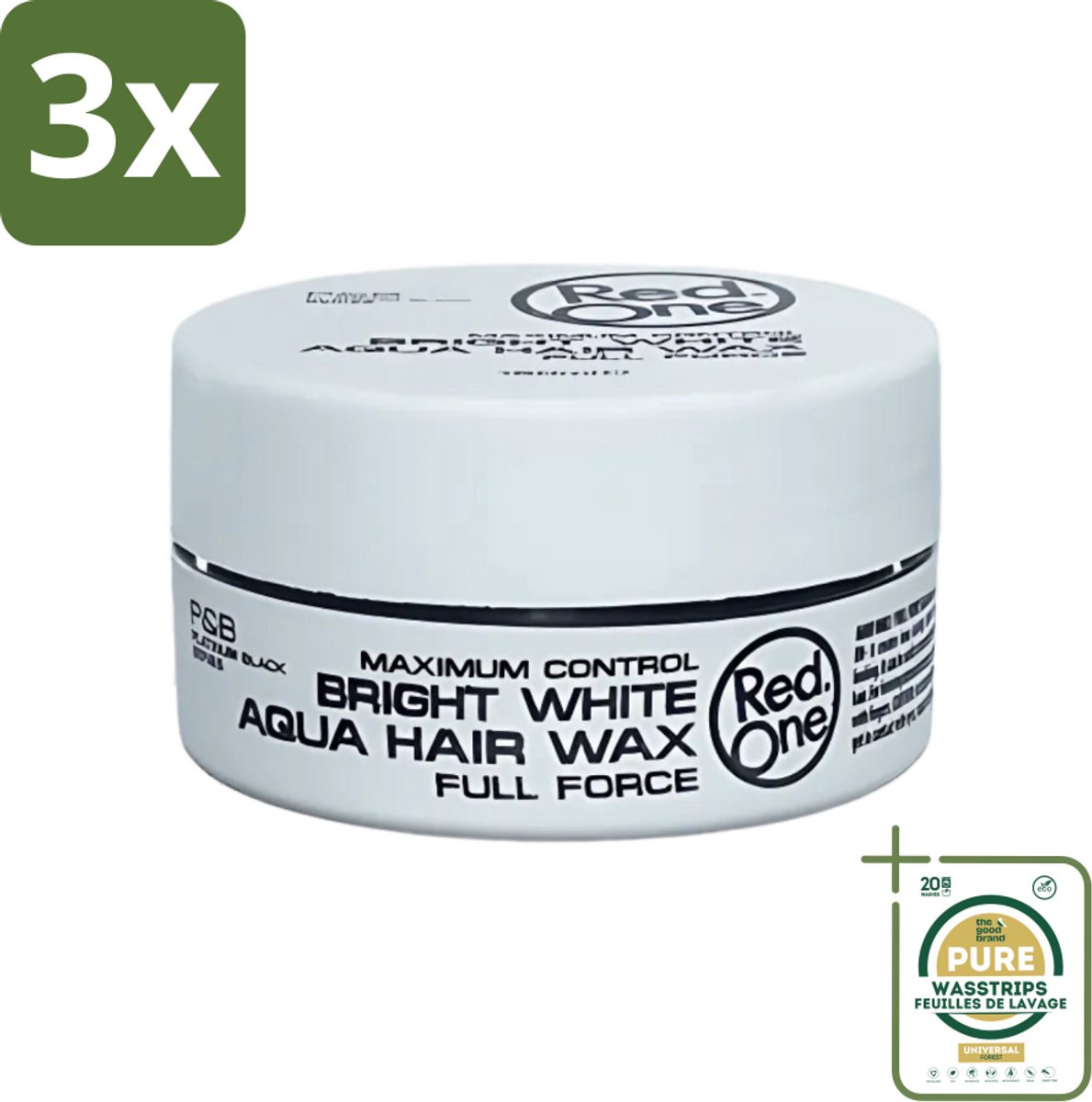 3 x Red One - Haarwax - Bright White - Maximum Control - Voor Extra Sterke Fixatie - 150 ml - Grootverpakking - Haarwax - Haartype - Fixatie - Hold - Styling
